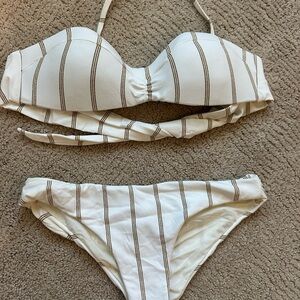 PQ swim Striped White and gold Bikini Set